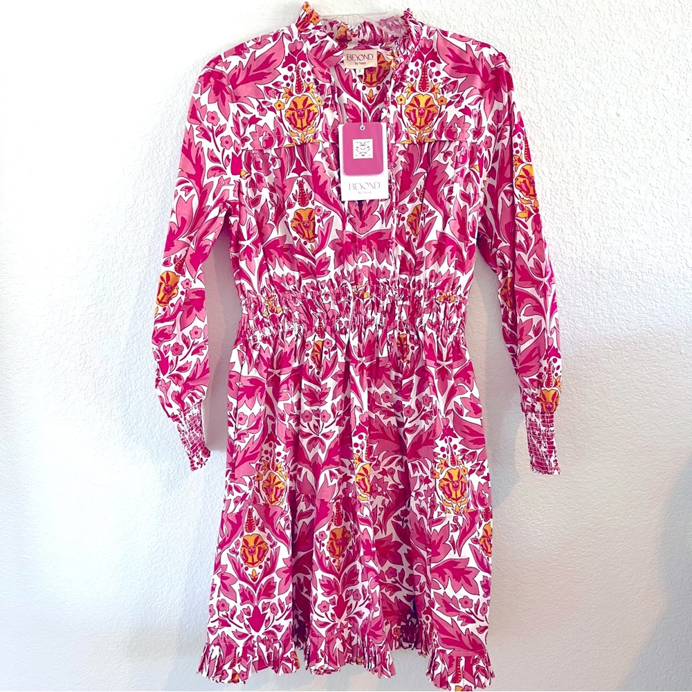 Stunning pink floral long sleeve dress